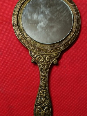 Vintage bronze hand mirror like new, 22 cm