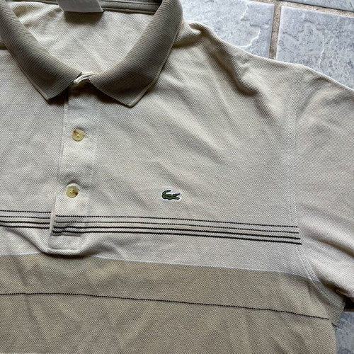 Lacoste vintage polo shirt used, beige and earth tones, size 2XL