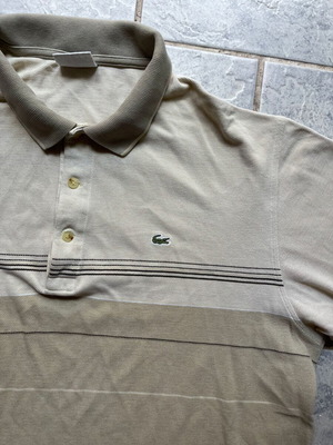 Lacoste vintage polo shirt used, beige and earth tones, size 2XL