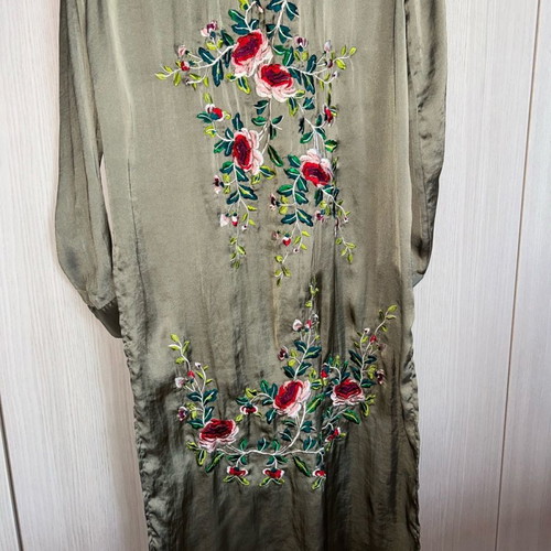 Zara long shirt used with embroidery green, size XS