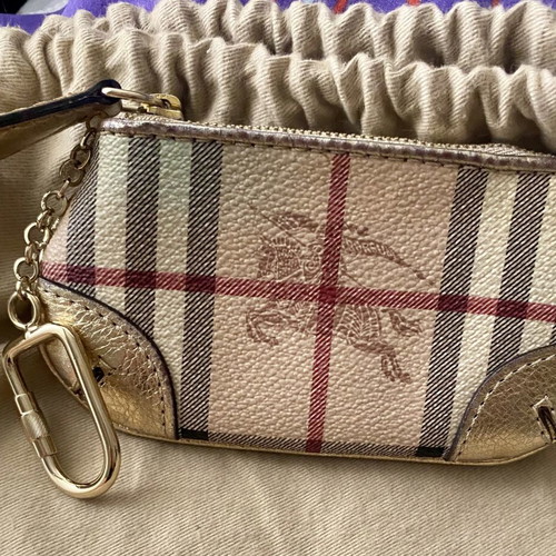 Burberry vintage coin purse with gold metal details