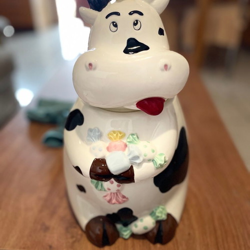 Brandani Mucca porcelain cookie jar new with sound sensor