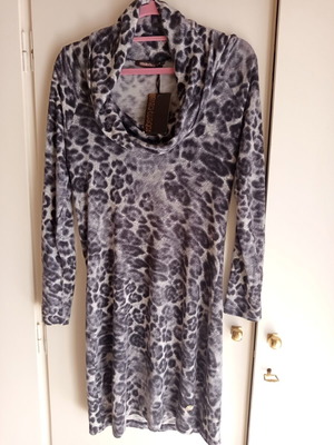 Roberto Cavalli midi dress, animal print, grey beige