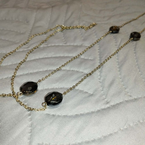 Long necklace with 4 shiny beads, 31cm length