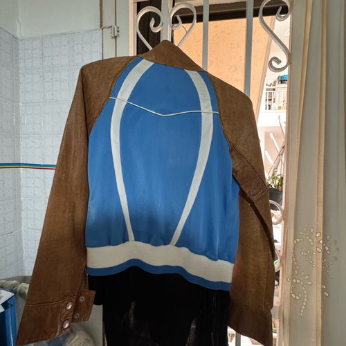 Nolita leather jacket small with fabric new, blue
