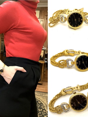 Ρολόι βραχιόλι CLYDA χρυσό 14k με μπριγιάν χειροποίητο