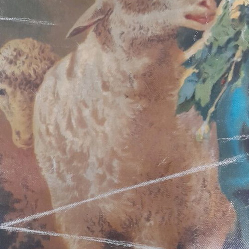 Italian poster used, canvas 1950s-60s harvest theme Sicily