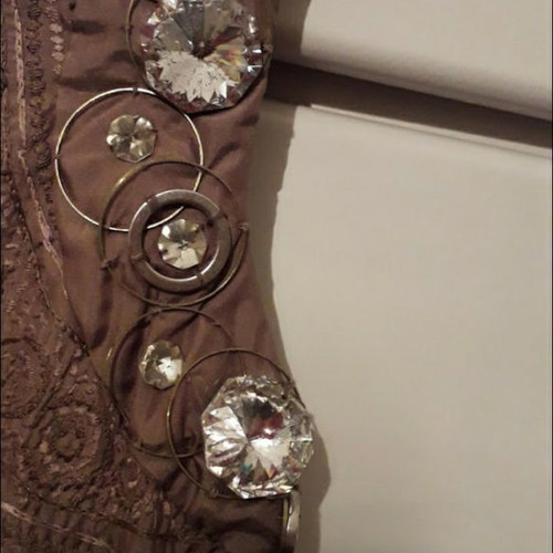 Dress used brown, 100% silk with crystals, size S
