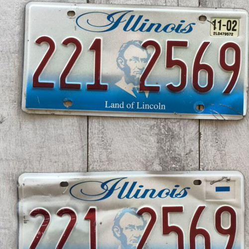 Vintage μεταλλικές ταμπέλες Illinois Land of Lincoln, σετ 2