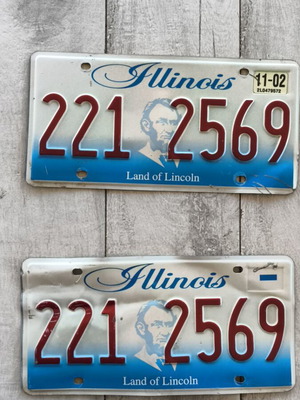 Vintage μεταλλικές ταμπέλες Illinois Land of Lincoln, σετ 2