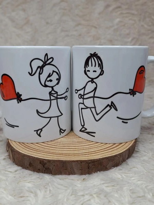 Set of two mugs with love message, new