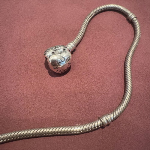 Pandora bracelet used, silver, with box