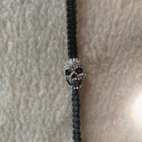 Bracelet with skull charm and strass like new, black
