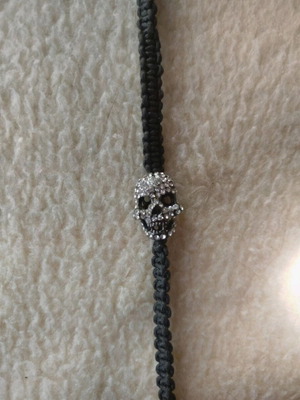Bracelet with skull charm and strass like new, black