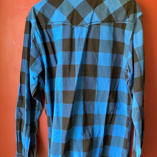 Men's checked shirt used, blue-black, size Large