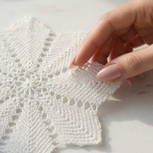Handmade lace doily large with star pattern, new