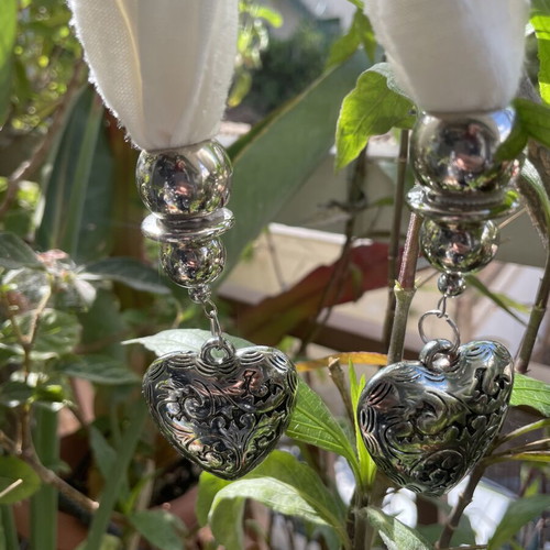 Cotton scarf like new with decorative silver hearts