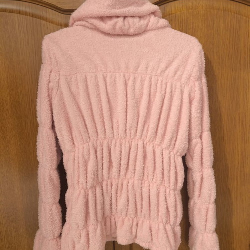 Benissimo women's pink fur jacket like new with gathers and strass
