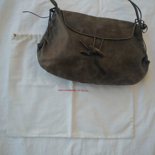 Les Copains leather shoulder bag used, brown-gray