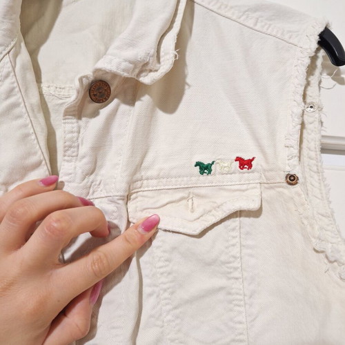 Benetton beige denim vest like new, slight stretch fabric, size S