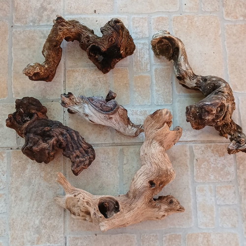 Aquarium wood used, set of 5 decorative pieces