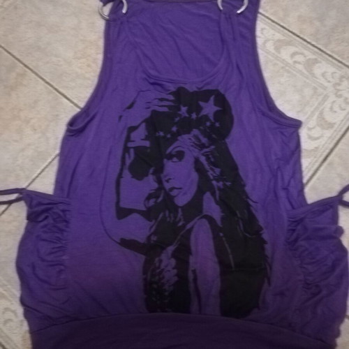 Women's blouse used M/L purple with rings on straps