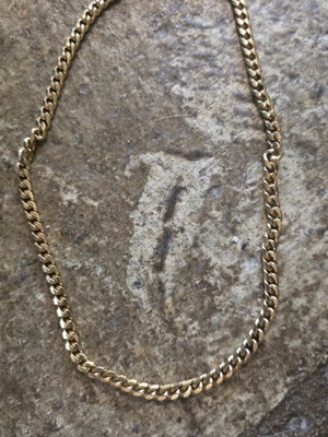 K14 gold-plated necklace chain, sturdy weave, 88 cm, vintage