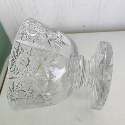 Crystal bowl with foot used, elegant engraved design
