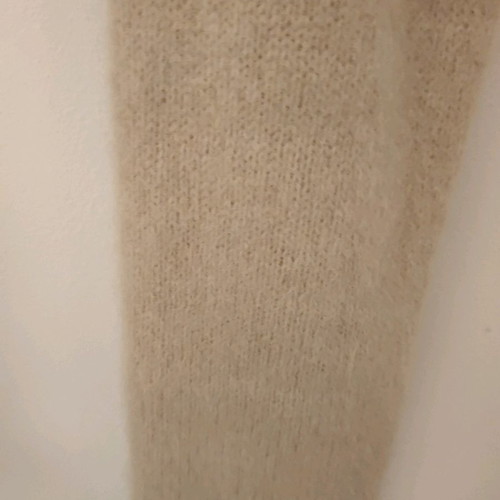 Mohair short cardigan with pearl embroidery, pink-beige, size S