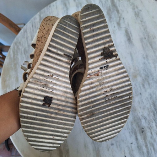 Platform sandals Fashion Icon used, white straps, cork sole, size 41