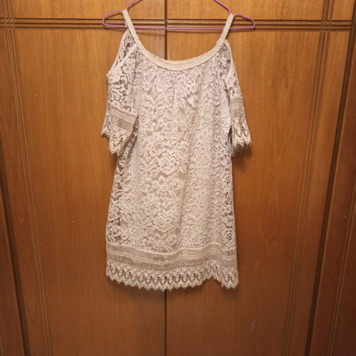 Mini lace dress like new, beige, size S-M