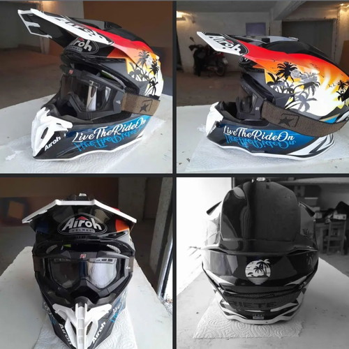 Airoh Twist 2.0 Lazyboy MX Enduro Helmet used with antifog mask, Large