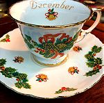  Limoges συλλεκτικό σετ πορσελάνης Χριστουγεννιάτικο με θέμα τον Δεκέμβριο από κούπα και πιάτο…Άθικτο  (Limoges collectible porcelain Christmas tea set)