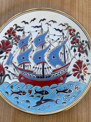 Handmade collectible decorative plate from Rhodes, like new