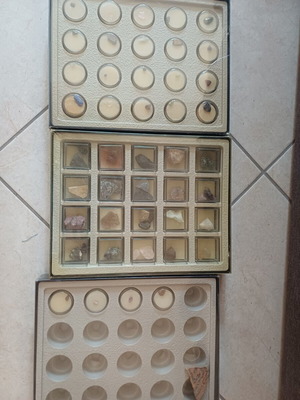 Mineral collection in display cases