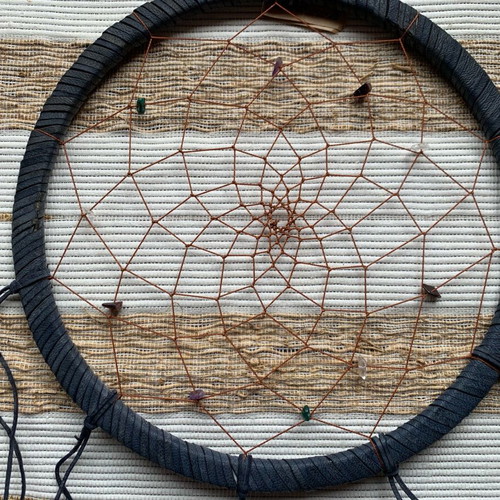 Dreamcatcher made of leather with semi-precious stones like new