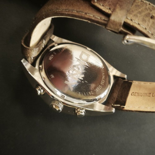 DKNY Chronograph Watch NY1510 with Brown Sunburst Dial and Leather Strap