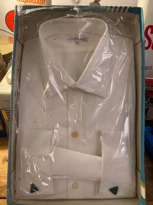 White dress shirt used, unworn, in original packaging