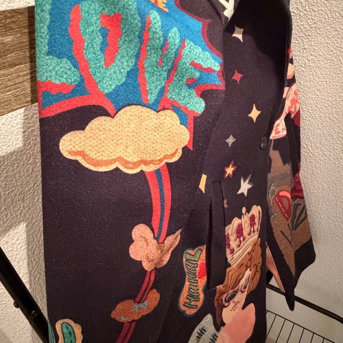 Zetta Otto coat like new with unique prints, one size, multicolor