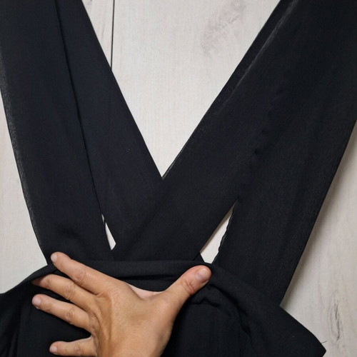 Skirt with straps like new, black, size L, chiffon