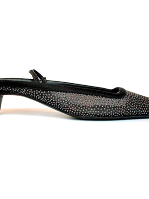 Slingbacks RODO μαύρα σατέν με ιριδίζοντα κρύσταλλα μεταχειρισμένα