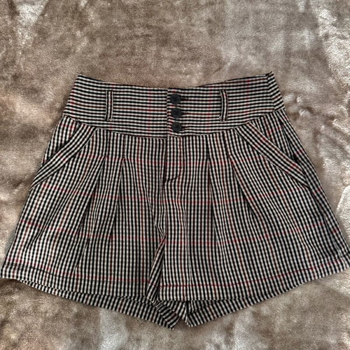Vintage plaid high-waisted shorts