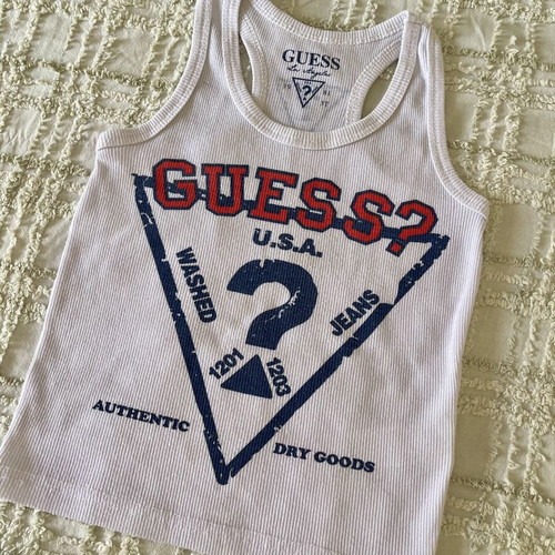 Guess boys' set size 3 years like new, white top and striped shorts