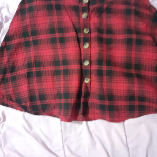 Mini plaid A-line skirt with buttons new, size S, black and red