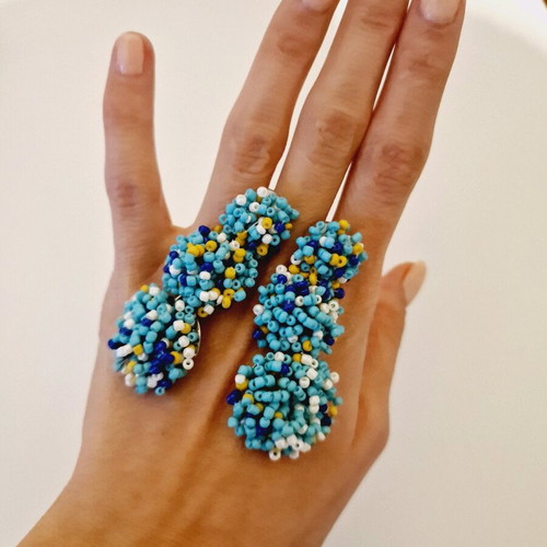 Handmade earrings new, multicolored with turquoise