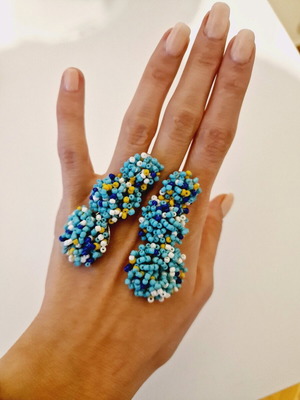 Handmade earrings new, multicolored with turquoise