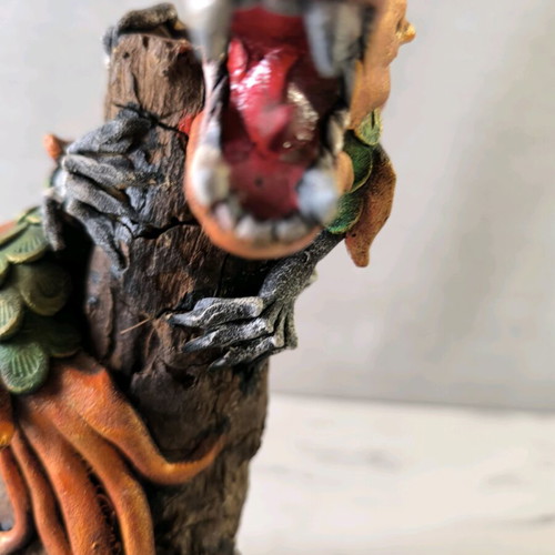 Wooden dragon handmade used with painted details