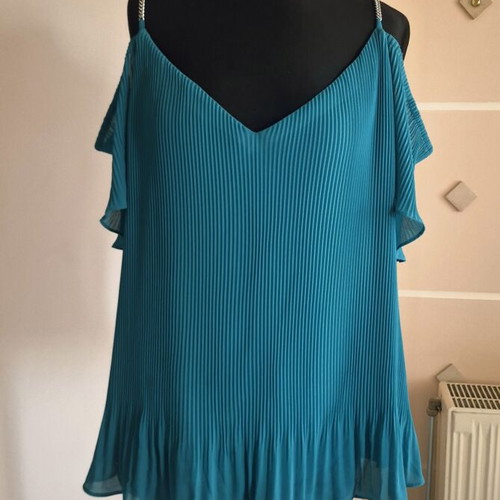 Michael Kors blouse aqua marine with silver shoulder details like new