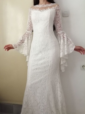 Lace wedding dress mermaid style size M used, white, Altanight Izmir