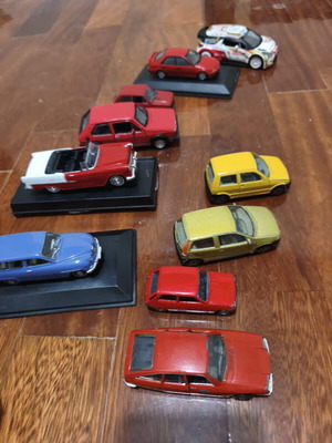 Diecast model cars used, Fiat Citroën Honda Zastava Renault 1:43 set